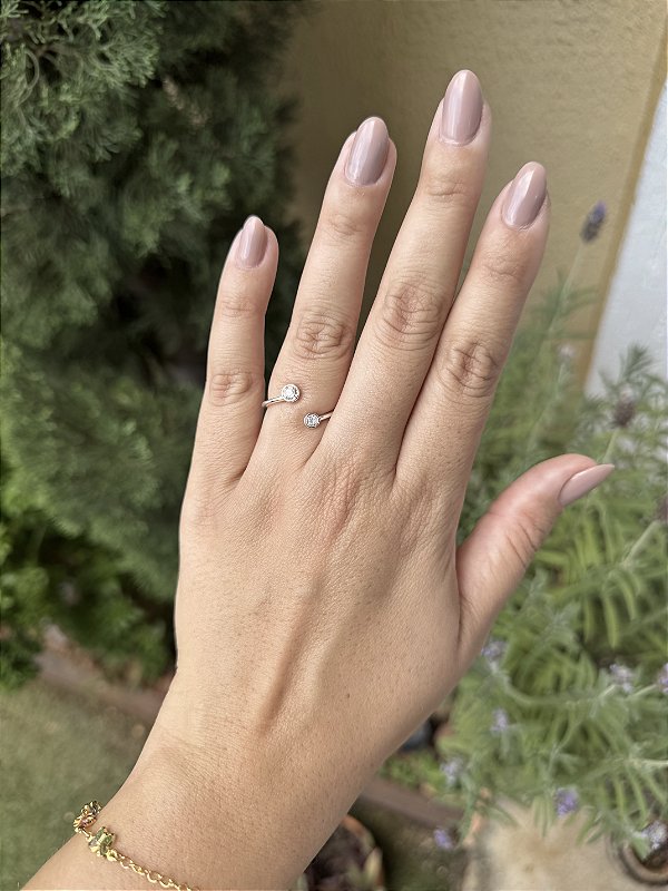 Anel solitário duplo • folheado a prata