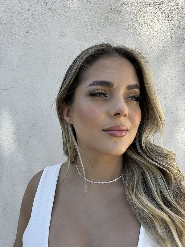 Choker riviera redonda • folheado a ouro