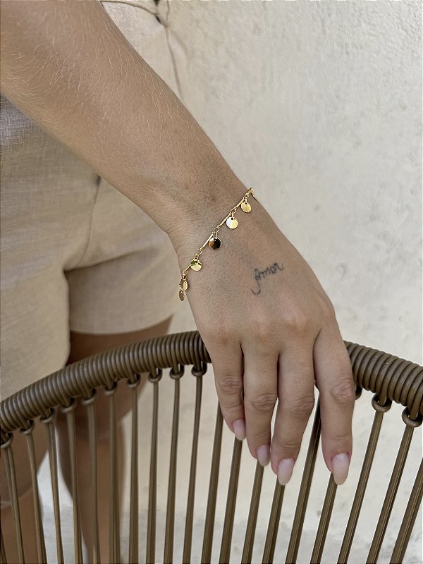 Pulseira medalhas • folheado a ouro