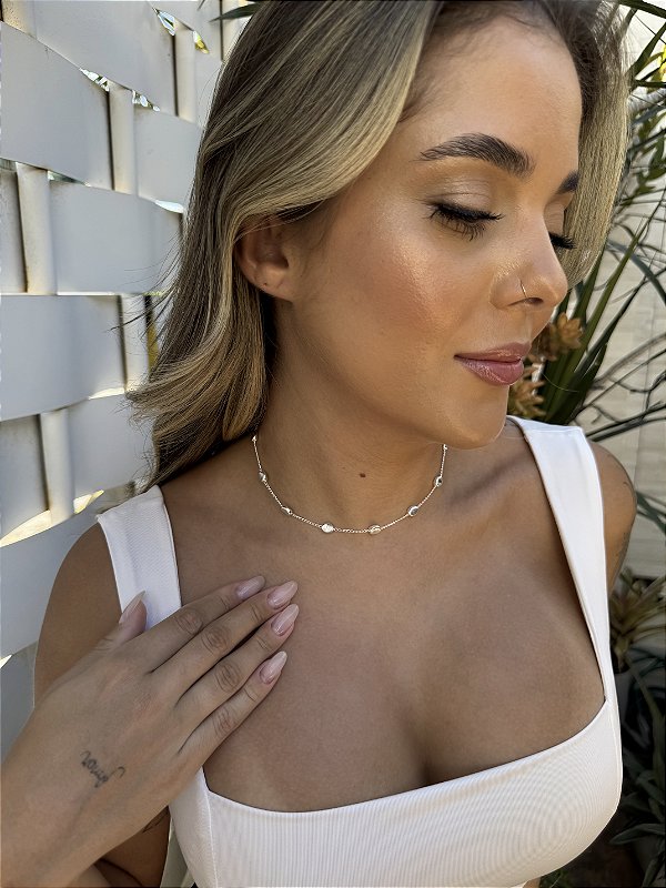 Choker bola orgânica • folheado a prata