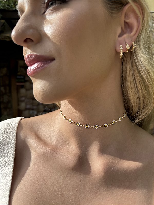 Choker margarida • folheado a ouro