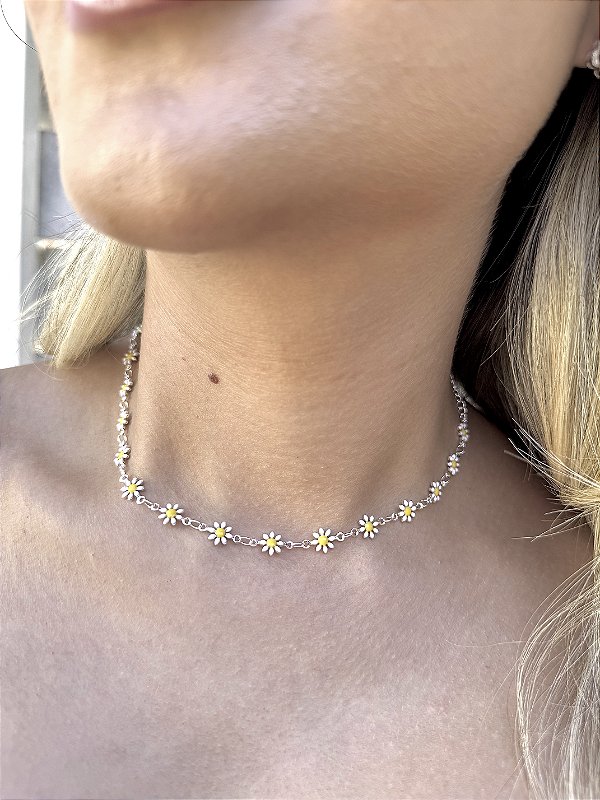Choker margarida • folheado a prata