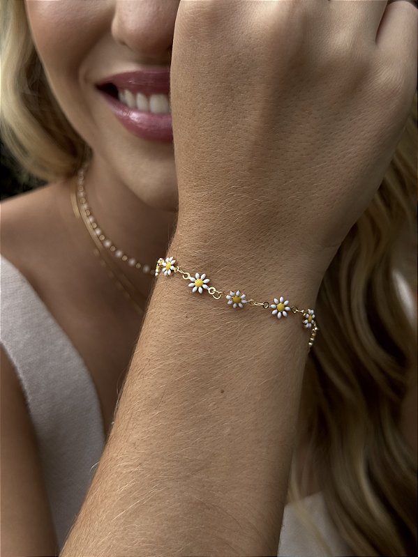 Pulseira margarida • folheado a ouro