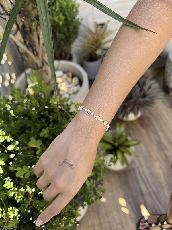 Pulseira margarida • folheado a prata