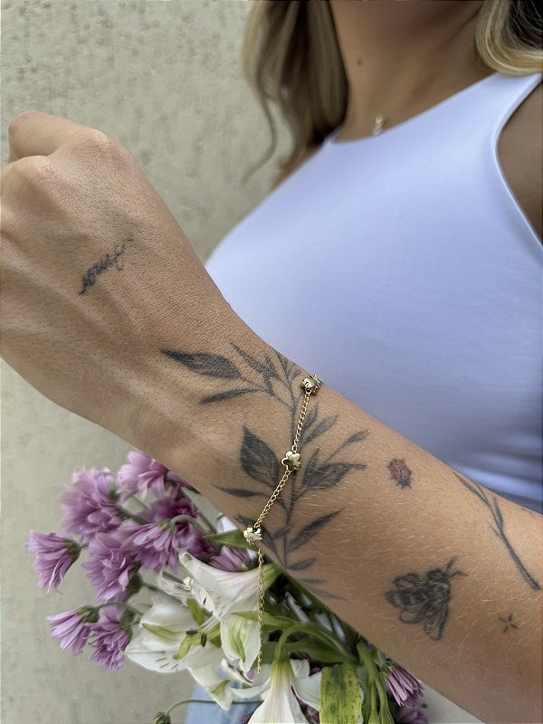 Pulseira flor abs • folheado a ouro