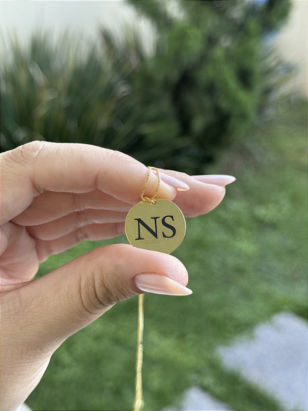 Colar medalha letra 1, 2 ou 3 personalizado • 20mm