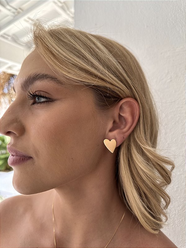 Brinco coração charme G • folheado a ouro