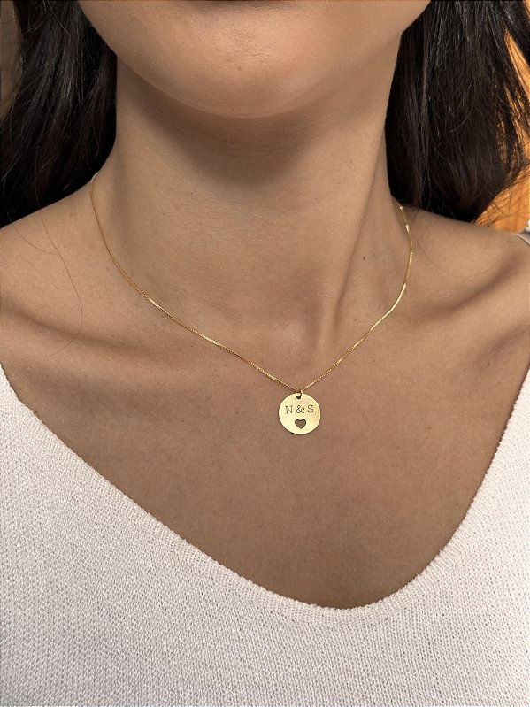 Colar medalha coração vazado • personalizado