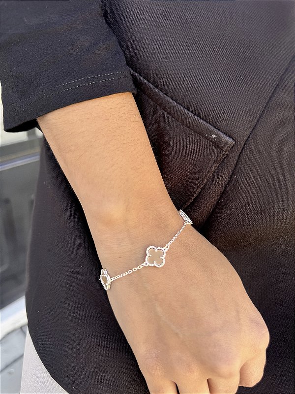 Pulseira trevo Nude • folheado a prata
