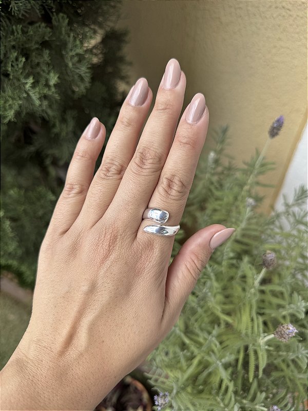 Anel curvado • folheado a prata