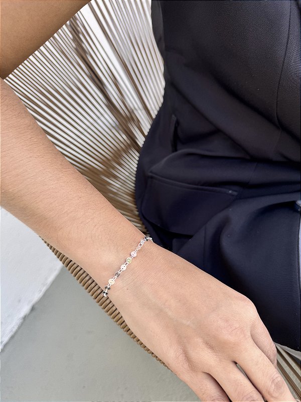 Pulseira moedas • folheado a prata