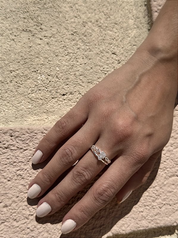 Anel corrente duplo • folheado prata