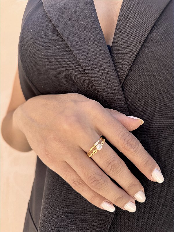 Anel corrente duplo • folheado a ouro