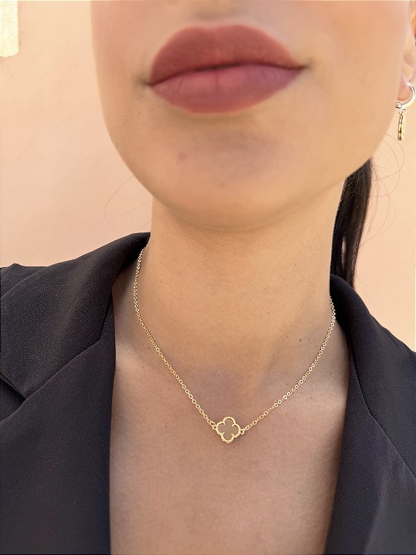 Choker 1 trevo Nude • folheado a ouro