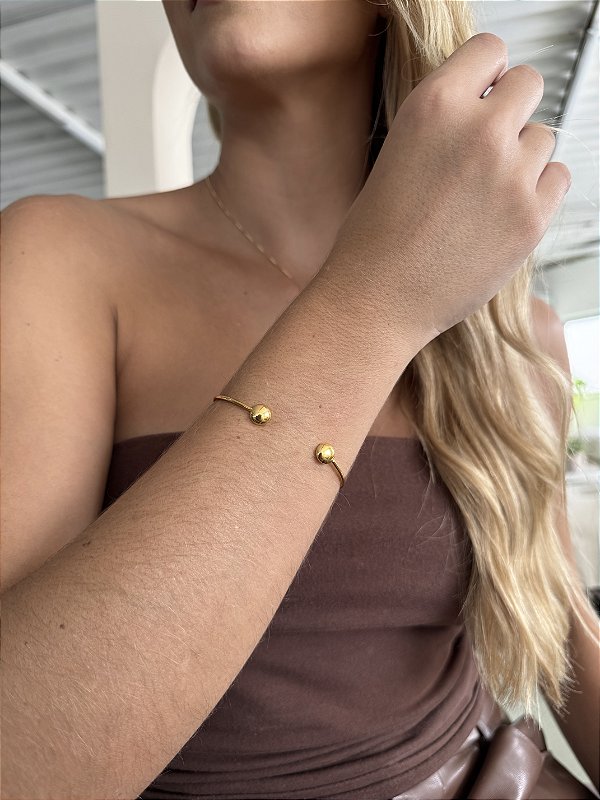 Bracelete bola • folheado a ouro