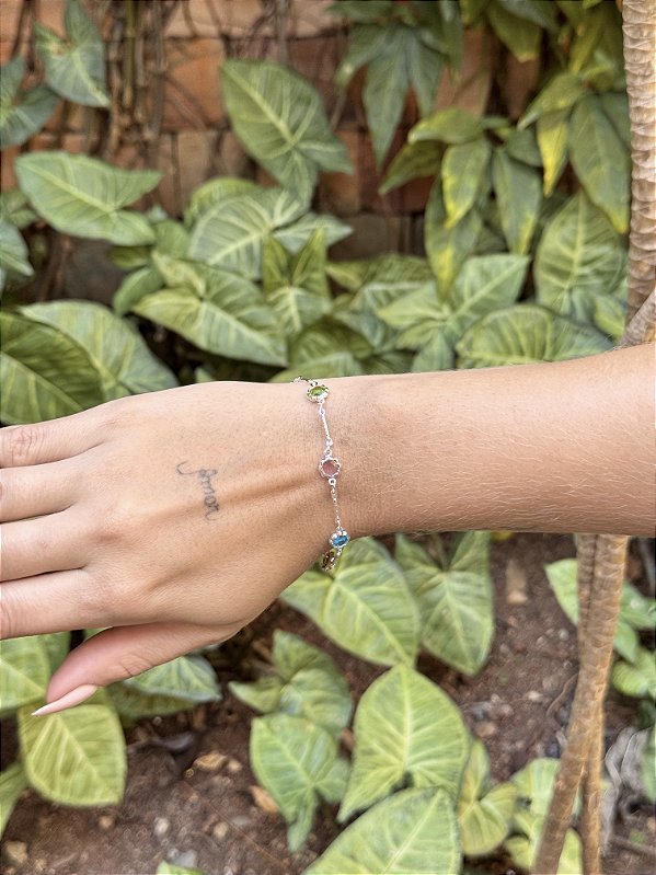 Pulseira tifany color • folheado a prata