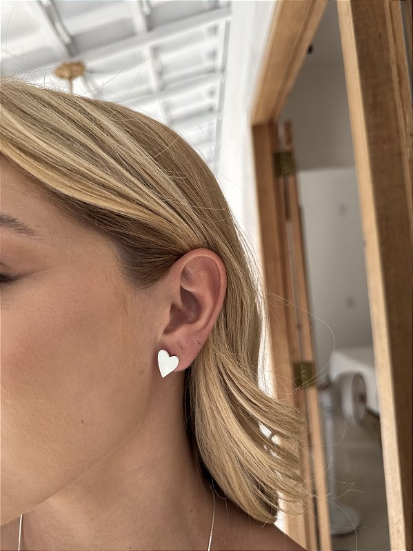 Brinco coração charme M • folheado a prata