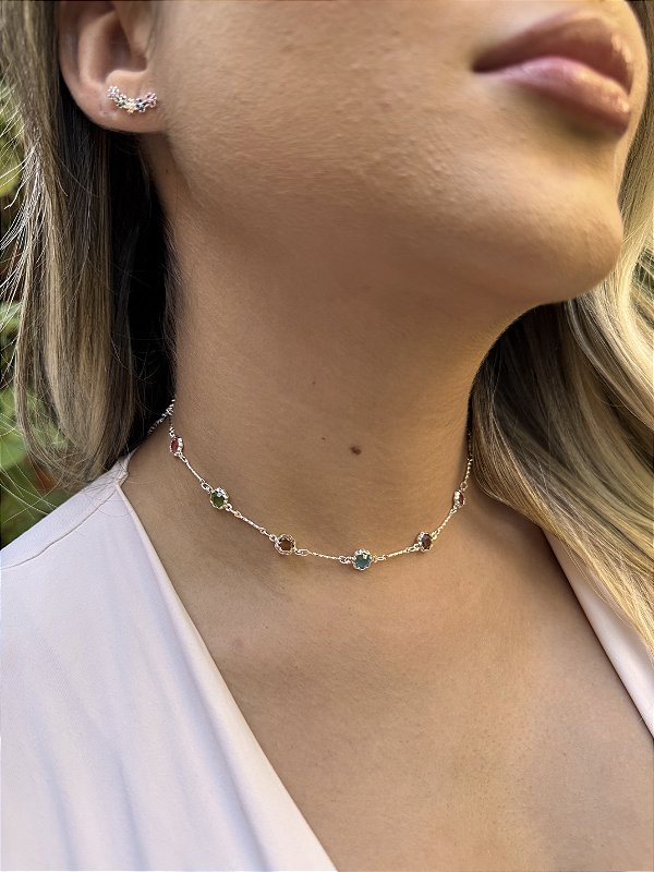 Choker tifany color • folheado a prata