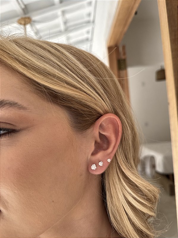 Trio coração zircônia • folheado a prata