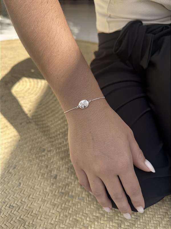 Pulseira gravata borboleta • folheado a prata