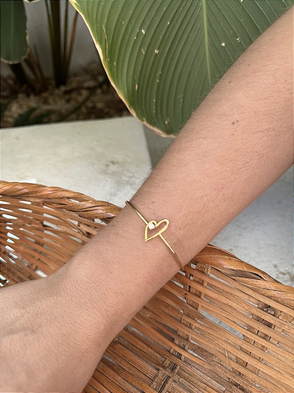 Bracelete coração • folheado a ouro
