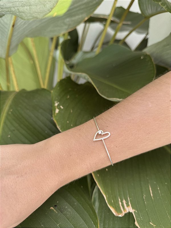 Bracelete coração • folheado a prata