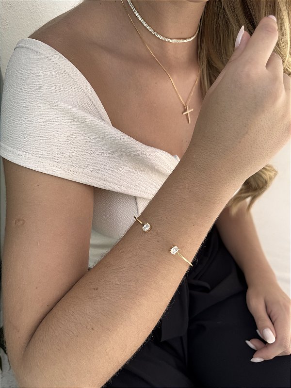 Bracelete oval • folheado a ouro