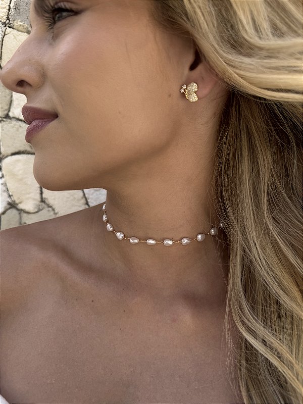 Choker pérola marroquina • folheado a ouro