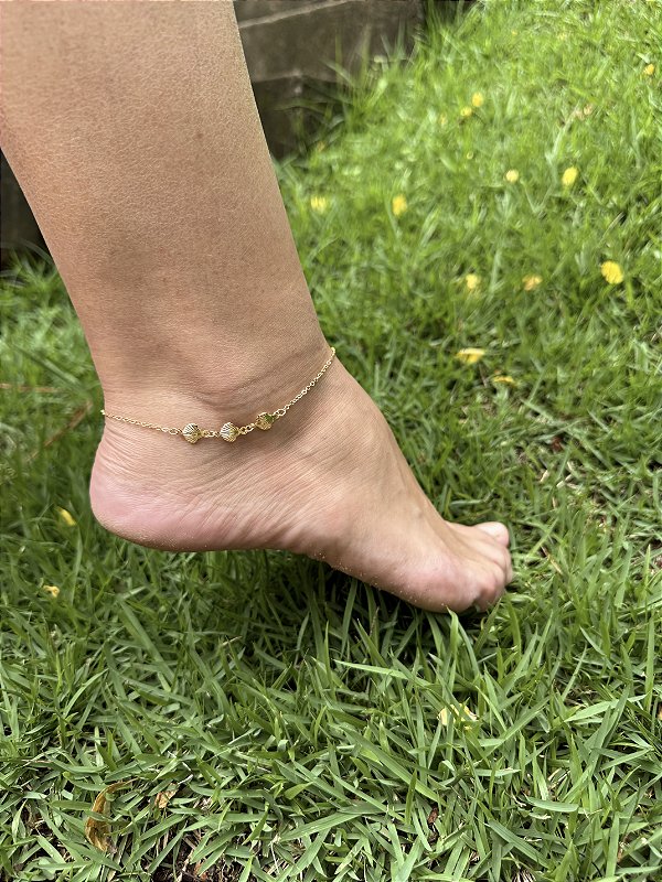 Tornozeleira concha • folheado a ouro