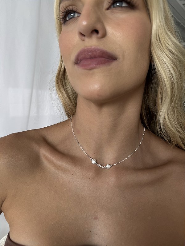 Choker estrela concha • folheado a prata