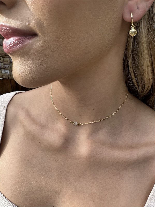 Choker coração ponto de luz • folheado a ouro