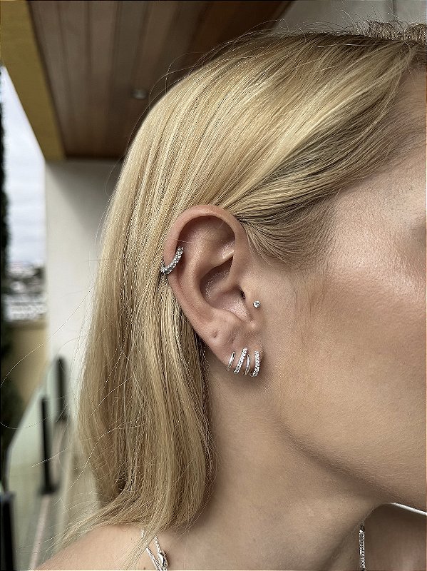 Earcuff linhas • folheado a prata