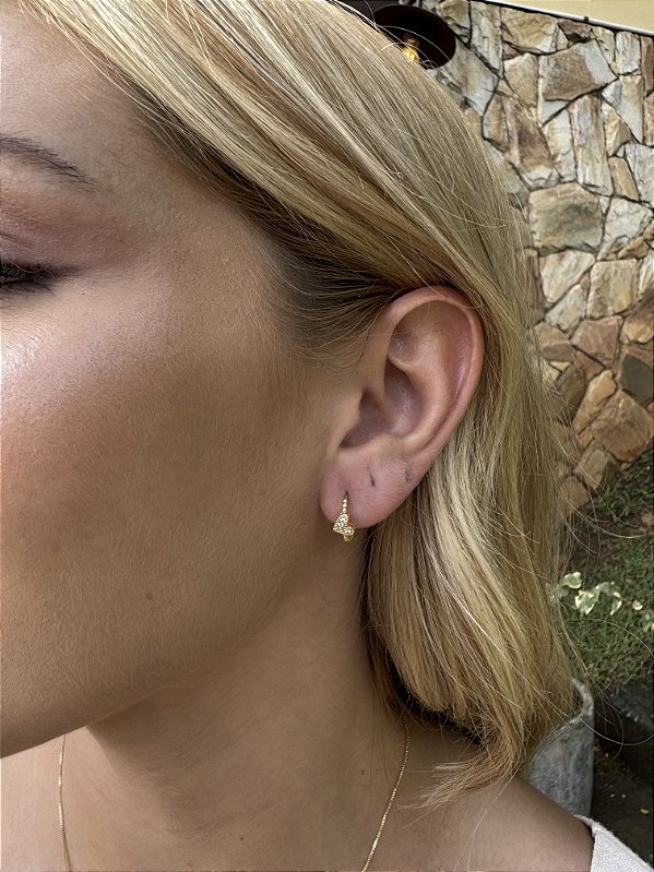 Argola solitário coração • folheado a ouro