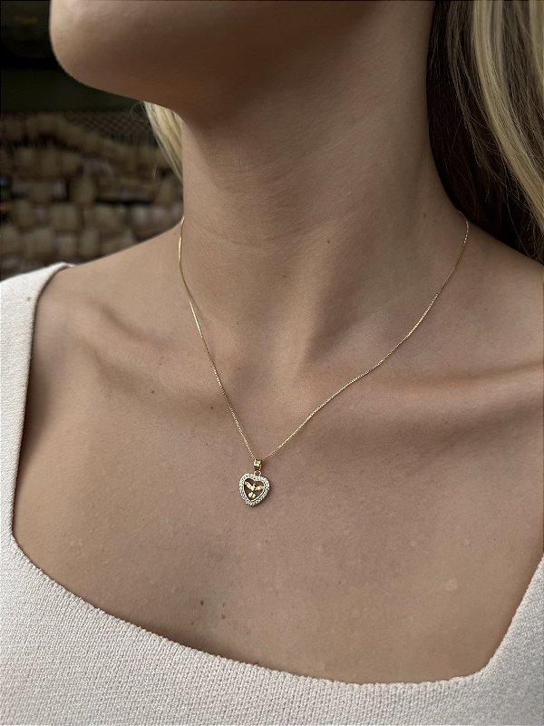 Colar divino coração • folheado a ouro