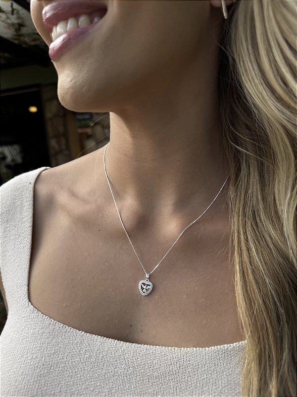 Colar divino coração • folheado a prata