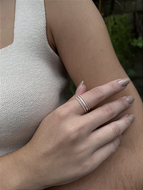 Anel fios zircônia • folheado a prata