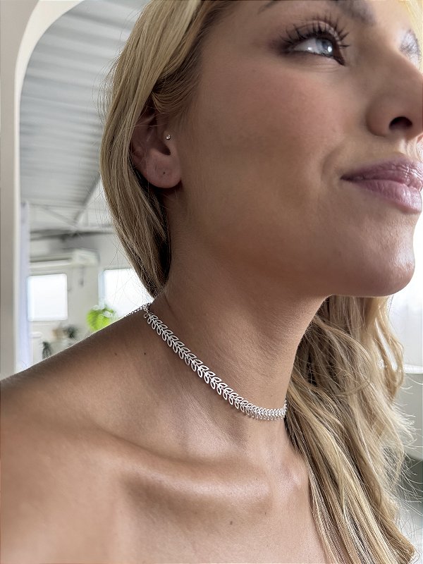 Choker folha • folheado a prata
