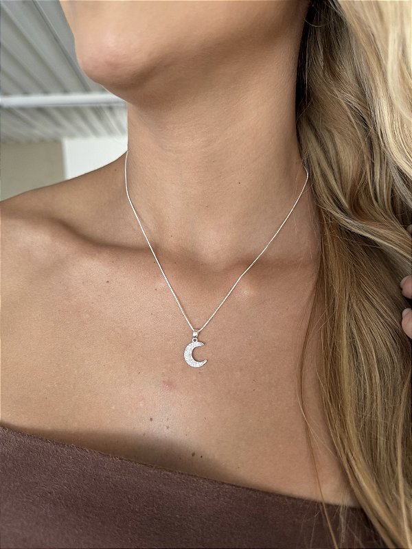 Colar lua • folheado a prata