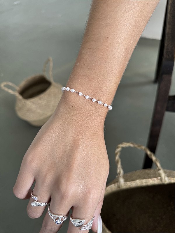Pulseira pérola tradicional • folheado a prata