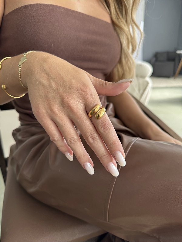 Anel curvado • folheado a ouro