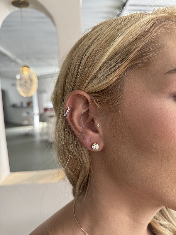 Brinco ponto de luz riscos • folheado a ouro