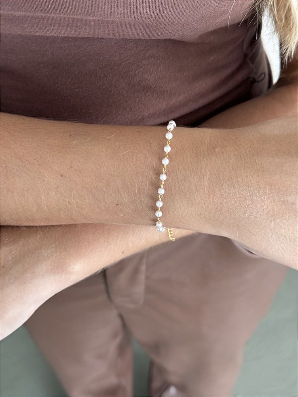 Pulseira pérola tradicional • folheado a ouro