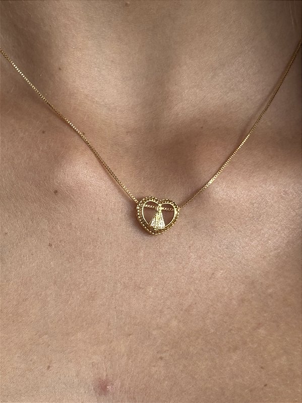 Colar Santa coração • folheado a ouro