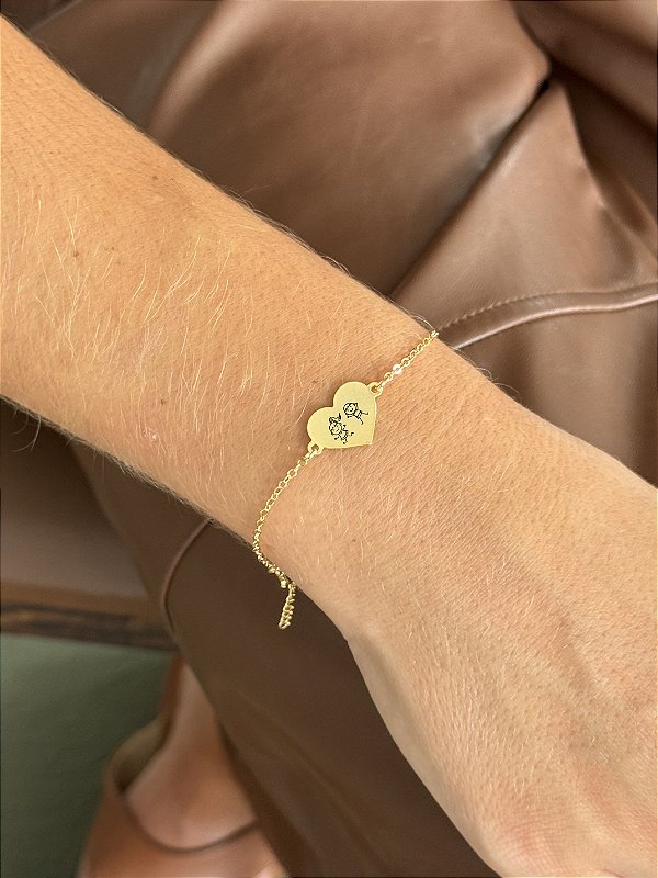 Pulseira filhos personalizada • folheado a ouro