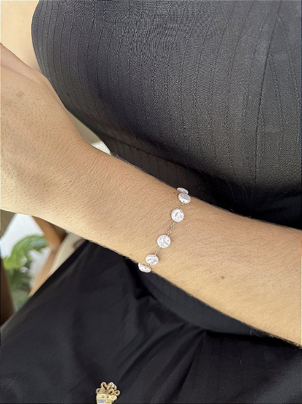 Pulseira pérola redonda • folheado a ouro