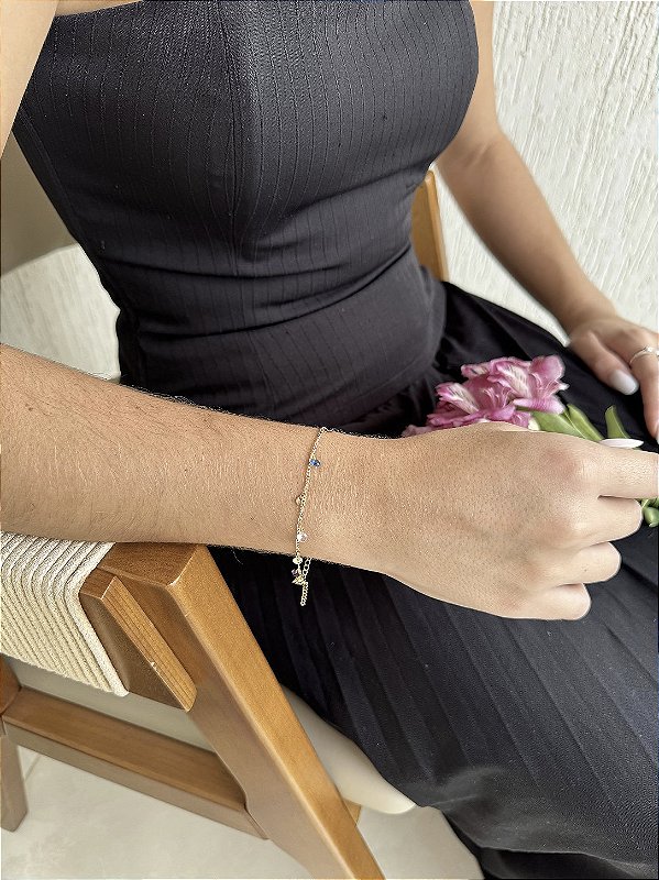 Pulseira moedas color • folheado a ouro