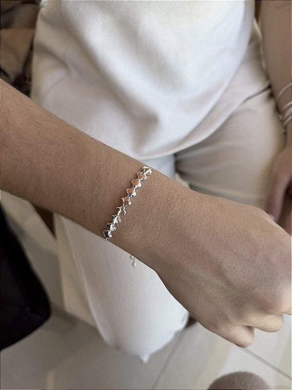 Pulseira trevo gravata • folheado a prata