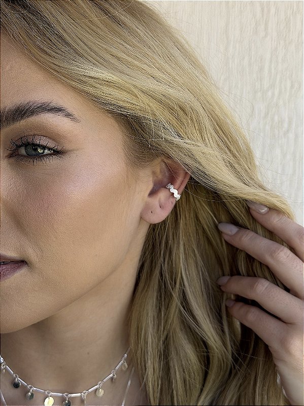 Piercing fake zircônia cristal • folheado a prata