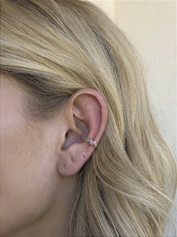 Piercing fake zircônia color • folheado a ouro