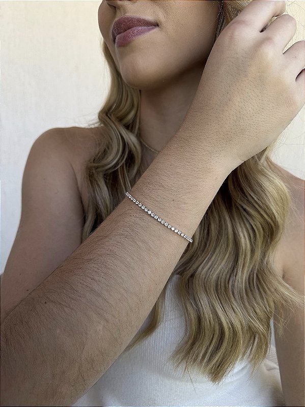 Pulseira riviera cristal • folheado a ouro